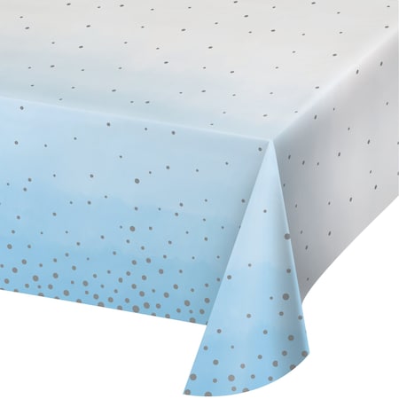 Blue And Silver Celebration Paper Tablecloth, 102x54, 6PK